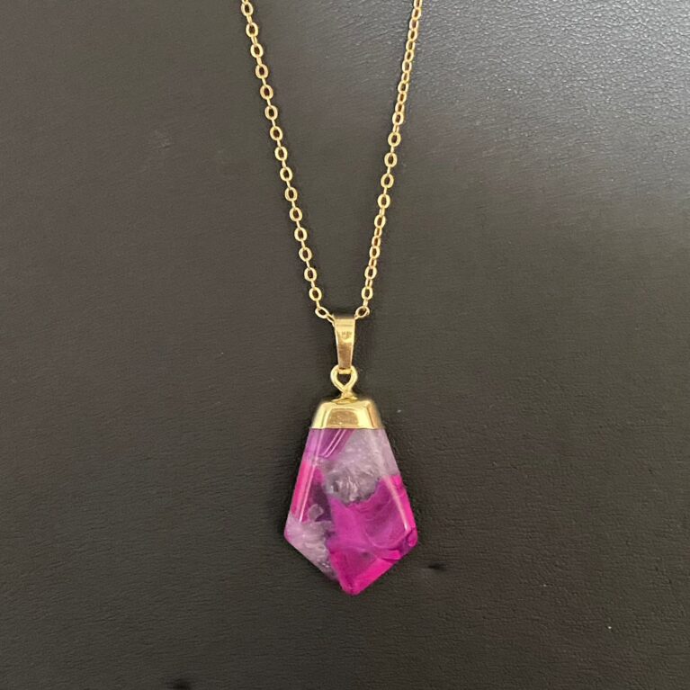 Faceted Shield Rose Quartz Minimalist Crystal Pendant