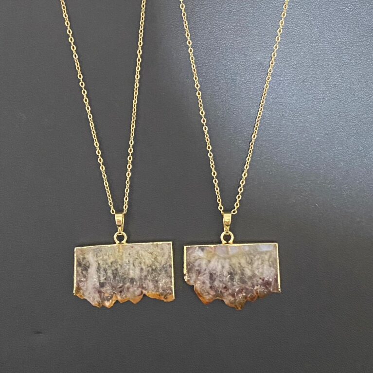 Raw Amethyst Necklace-Amethyst Slice Necklaces