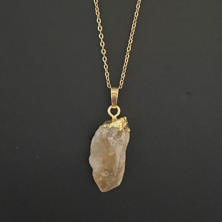 Raw Rose Quartz Crystal Pendant Necklace