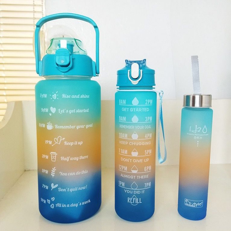 3in1 Multi - Colour Motivation Water Bottle (with stickers) Capacity 2litres,900mls,300mls