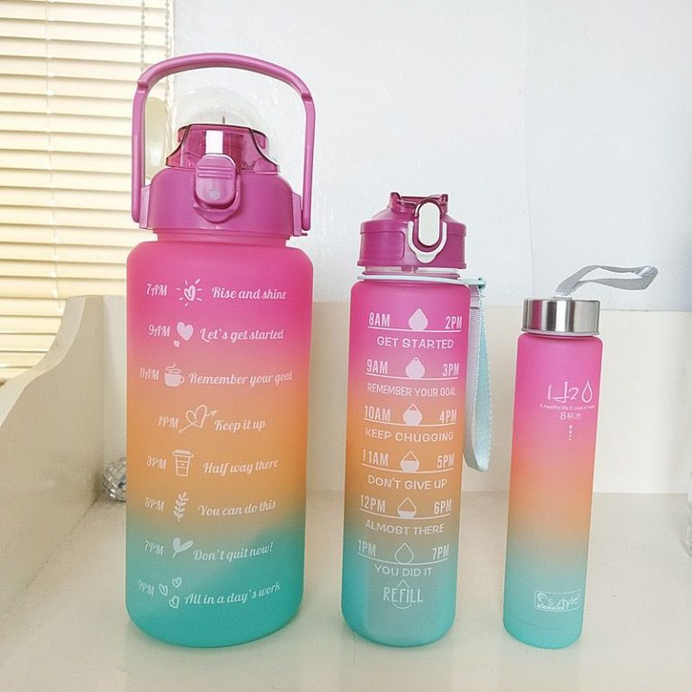 User 3in1 Multi - Colour Motivation Water Bottle (with stickers) Capacity 2litres,900mls,300