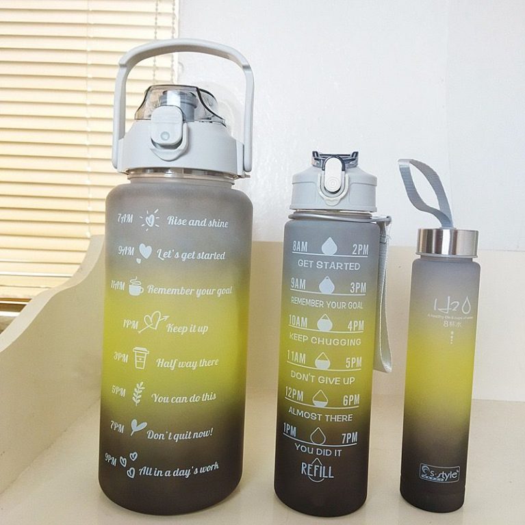 3in1 Multi - Colour Motivation Water Bottle (with stickers) Capacity 2litres,900mls,300mls